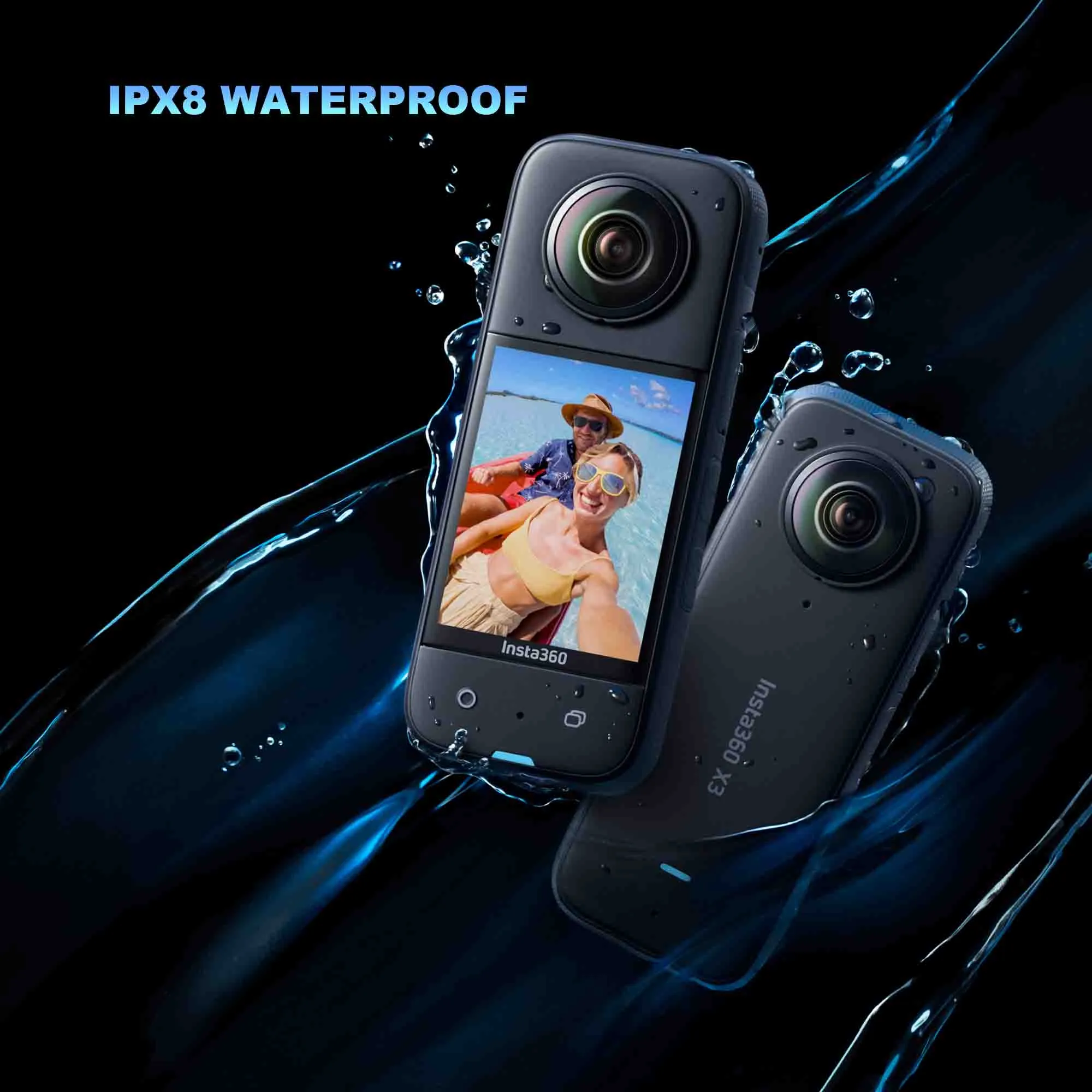 Insta360 X3 - Waterproof 360 Action Camera Bundle Includes Extra Battery, Charger, Invisible Selfie Stick, Lens Guard & Memory Card