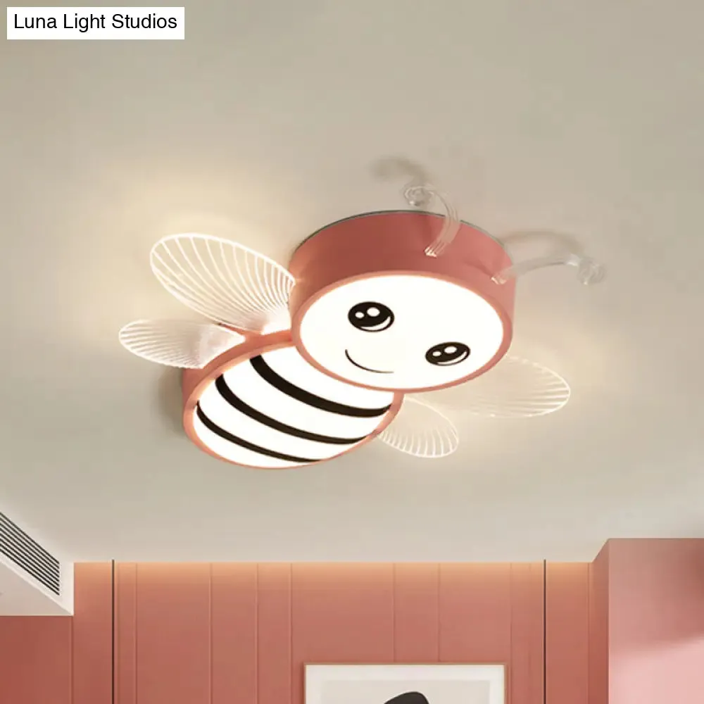 Kids Metal Bee Flush Mount Ceiling Light - LED Close To Ceiling Lamp
