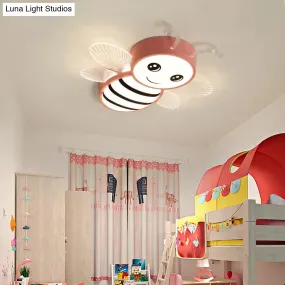 Kids Metal Bee Flush Mount Ceiling Light - LED Close To Ceiling Lamp