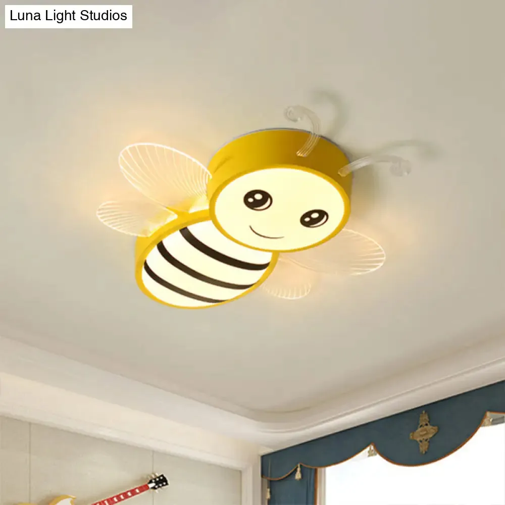 Kids Metal Bee Flush Mount Ceiling Light - LED Close To Ceiling Lamp