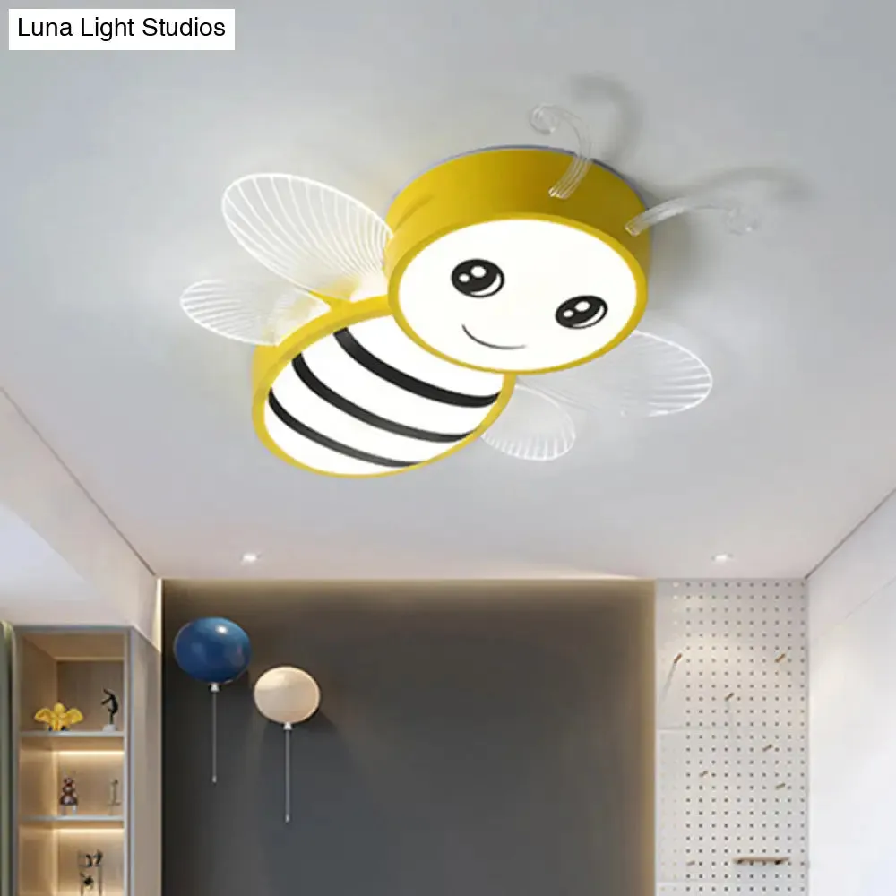 Kids Metal Bee Flush Mount Ceiling Light - LED Close To Ceiling Lamp