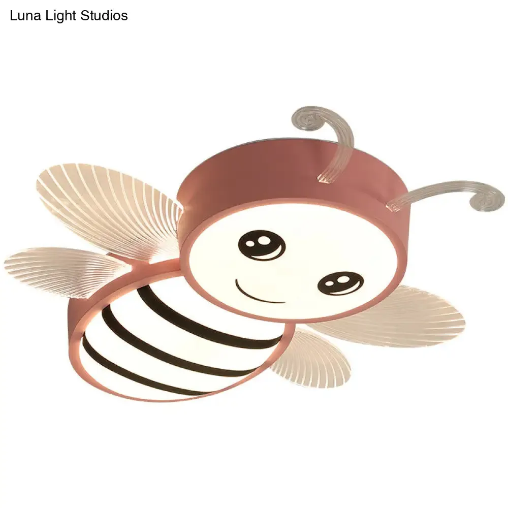 Kids Metal Bee Flush Mount Ceiling Light - LED Close To Ceiling Lamp