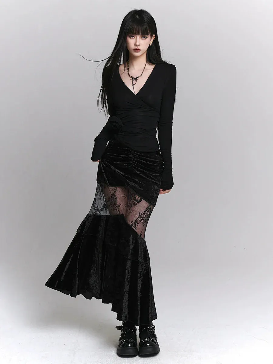 Lace Hip Girl Skirt Fishtail Ghost
