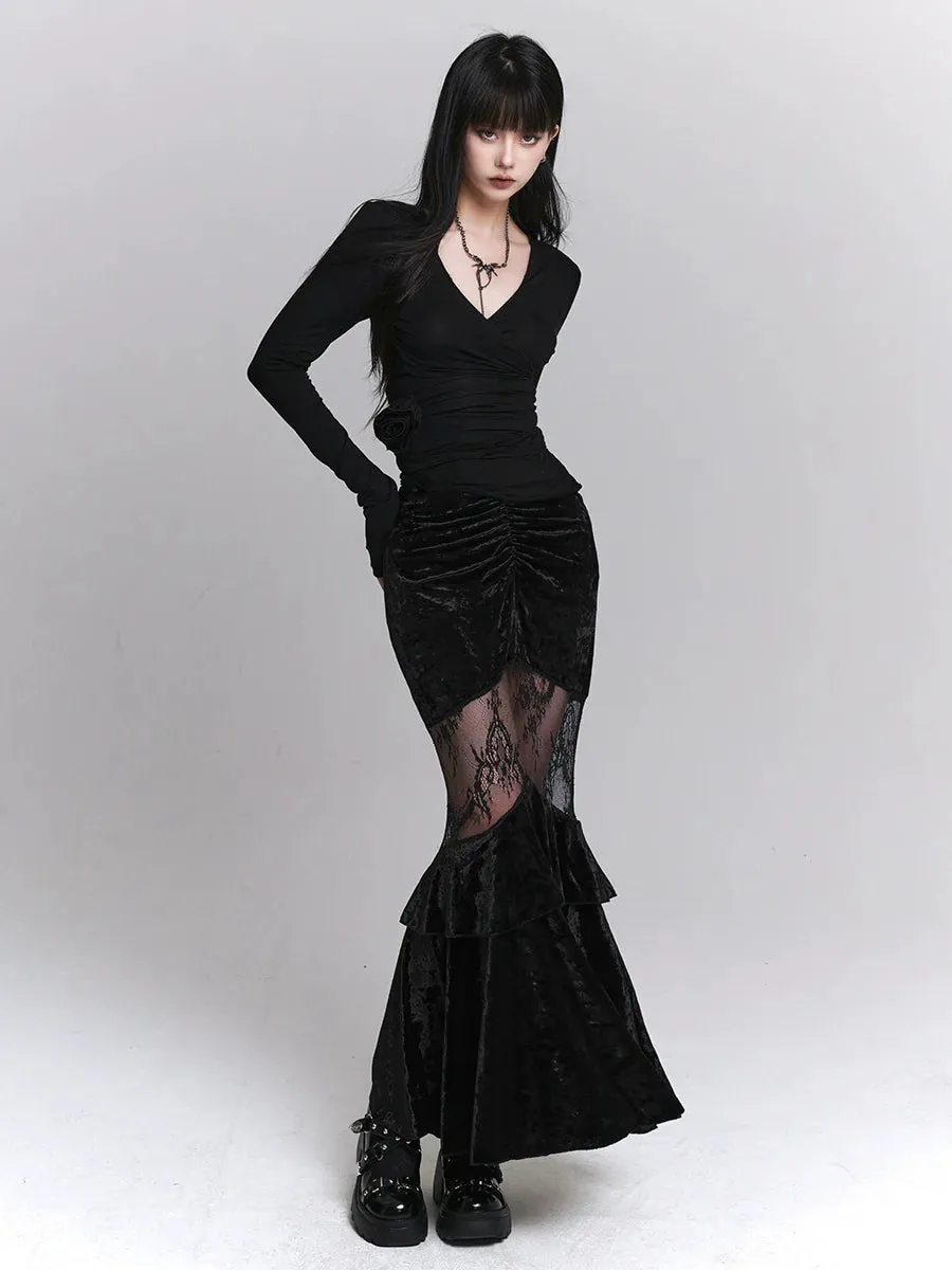 Lace Hip Girl Skirt Fishtail Ghost
