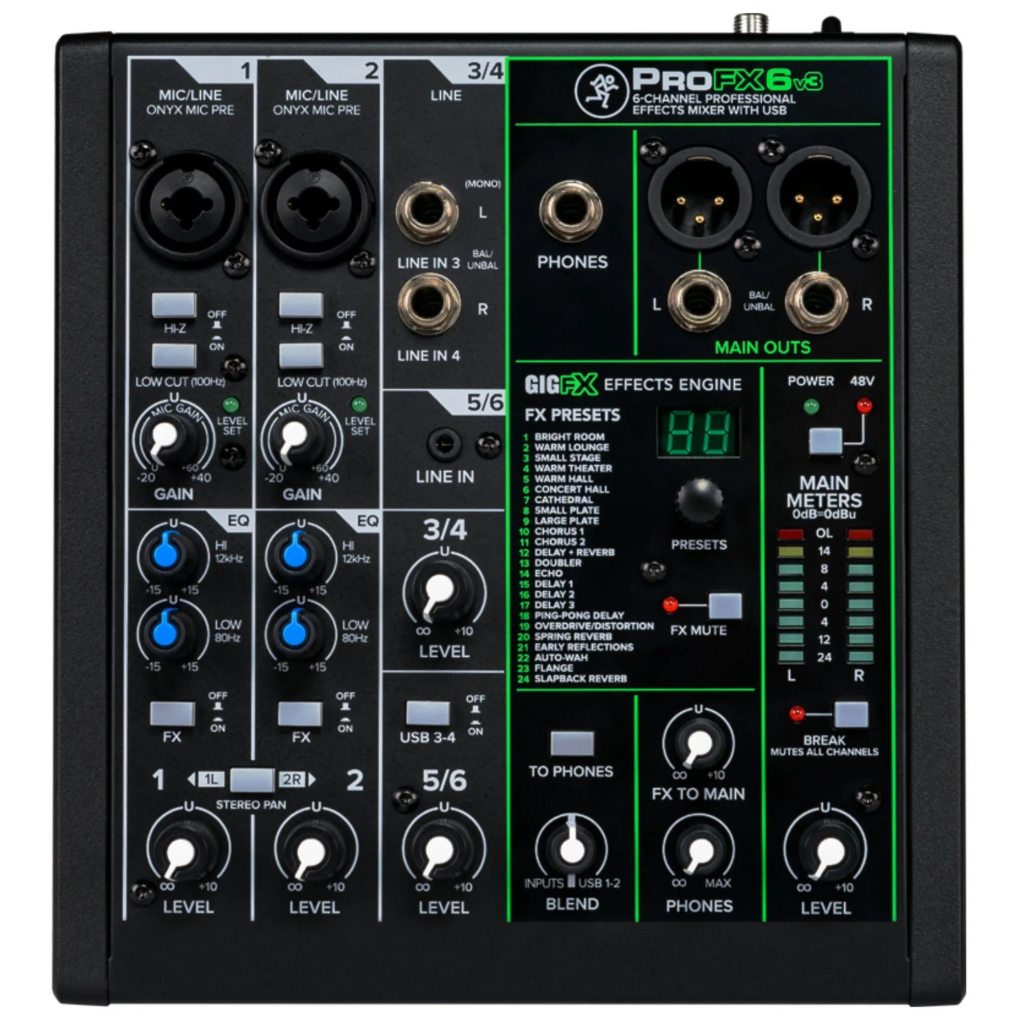 Mackie ProFX6v3 6-Channel Professional Effects Mixer with USB