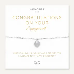 Memories: "CONGRATULATIONS ON YOUR ENGAGEMENT" | Heart Lock Bracelet | White Gold-Plated
