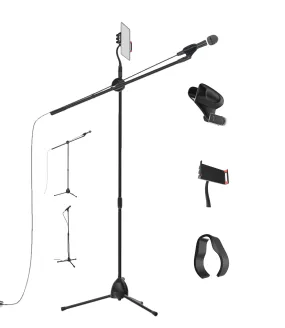 MTS-01 Microphone Stand Boom - Tablet/phone Holder for Karaoke, Studio, Parties, Rehearsals – 5ft Tablet and Phone Holder for Microphone Stand