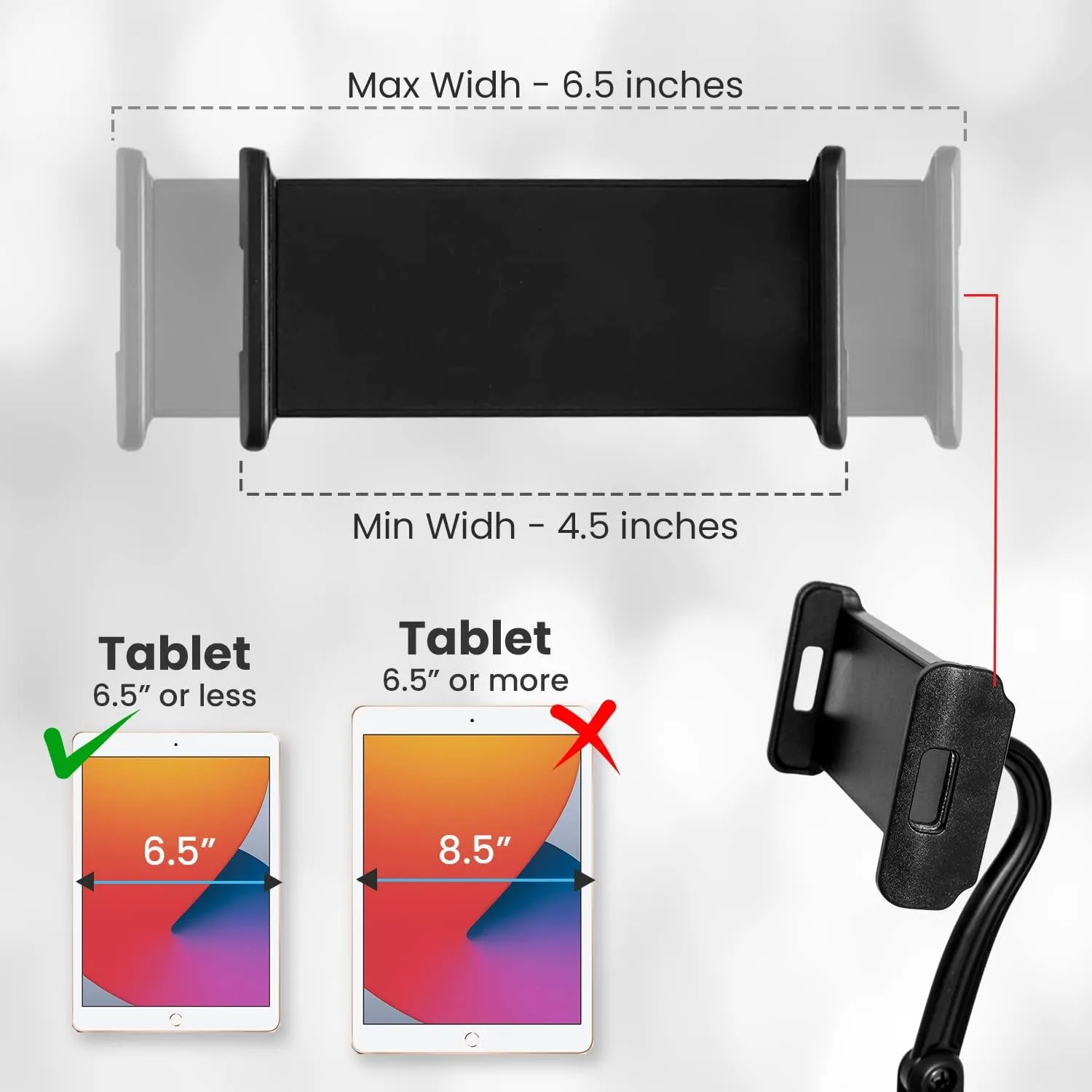 MTS-01 Microphone Stand Boom - Tablet/phone Holder for Karaoke, Studio, Parties, Rehearsals – 5ft Tablet and Phone Holder for Microphone Stand