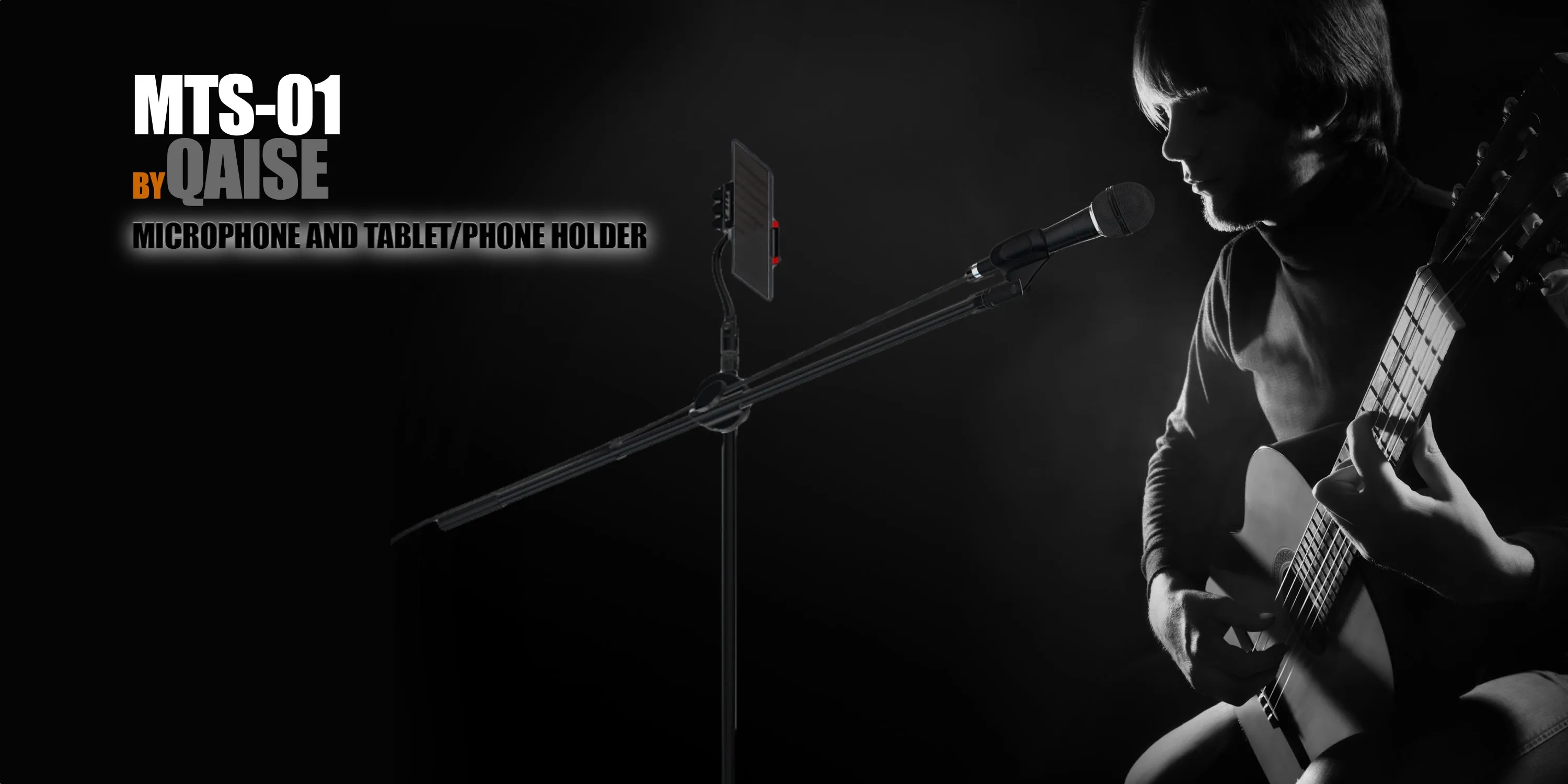 MTS-01 Microphone Stand Boom - Tablet/phone Holder for Karaoke, Studio, Parties, Rehearsals – 5ft Tablet and Phone Holder for Microphone Stand