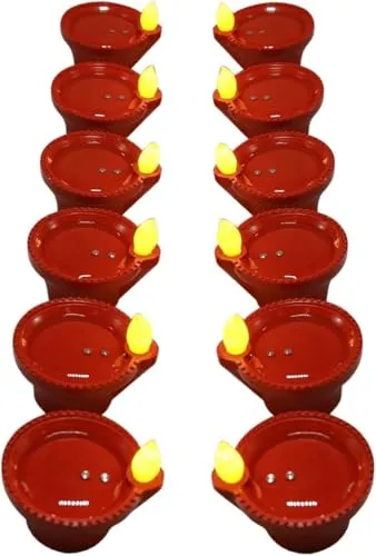 namdy Flameless Water Sensor Diya LED Plastic Tea Light Candles for Diwali New Year and Home Decoration Warm Ambient Light Smokeless & Safe ( 24 )