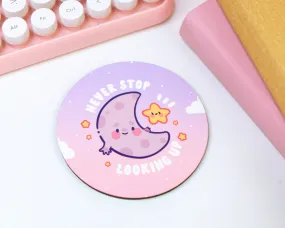 Never Stop Looking Up Celestial Coaster | Luna & Sprinkle | Kawaii Motivational Desk & Home Decor