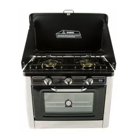 NJ CO-01 Portable Camping 2in1 Gas Stove 2 Burners and Oven Stainless Steel for Outdoor