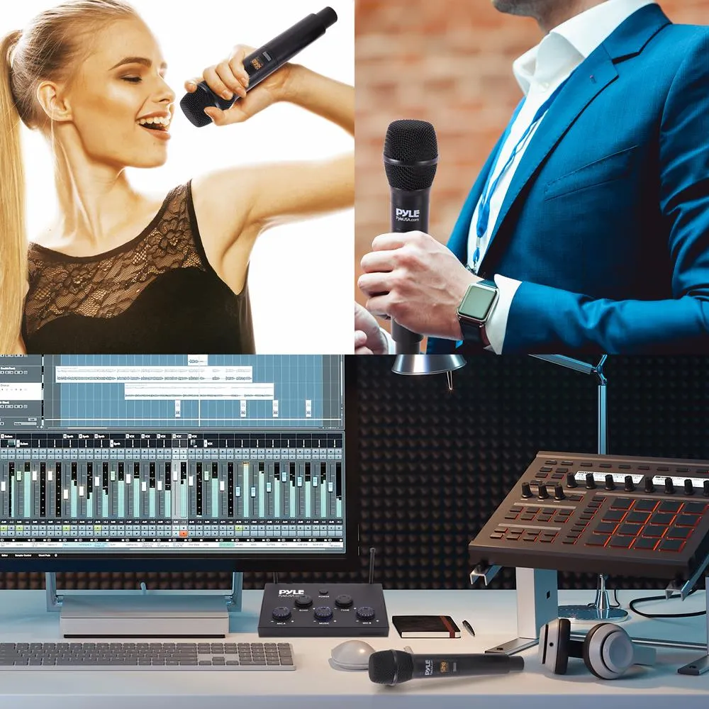 Optical/Coaxial Input Karaoke Mixer With 2 Uhf Wireless Microphone - 8 Channels Home Theater Karaoke Mic System, Bt, Connects To Tv, Receiver, Amplifier, Speaker & More, Includes Wireless Mics