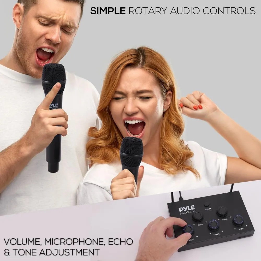 Optical/Coaxial Input Karaoke Mixer With 2 Uhf Wireless Microphone - 8 Channels Home Theater Karaoke Mic System, Bt, Connects To Tv, Receiver, Amplifier, Speaker & More, Includes Wireless Mics