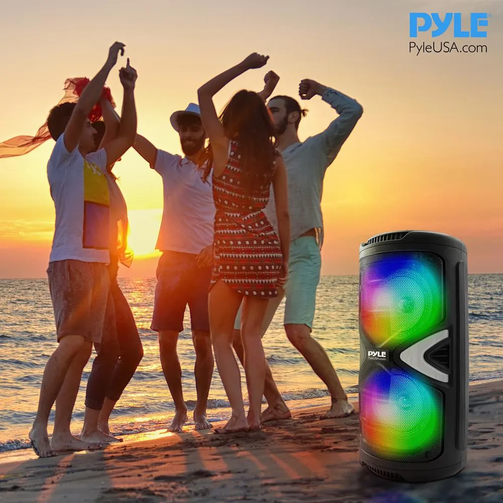 Pa Speaker & Microphone System - Portable Karaoke Speaker With Wireless Mic, Built-In Led Party Lights, Fm Radio, Mp3/Usb/Micro Sd Readers, (Dual 6.5’’ Subwoofer, 240 Watt Max)