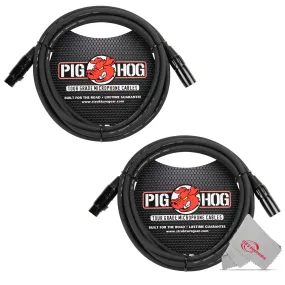 Pig Hog 8mm XLR Microphone Cable Male to Female 10 Ft Fully Balanced Premium Mic Cable  - 2 Units