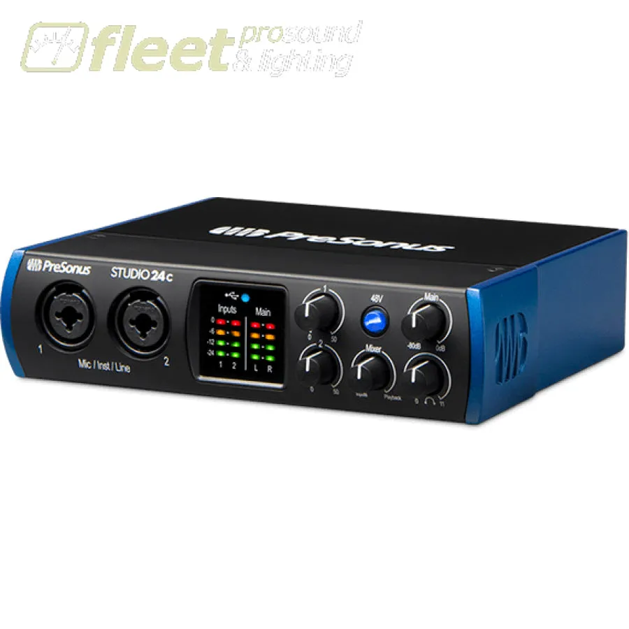 PreSonus Studio 24c  Portable Ultra-High-Def USB-C compatible Audio Interface.