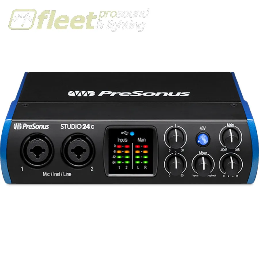 PreSonus Studio 24c  Portable Ultra-High-Def USB-C compatible Audio Interface.