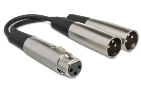 Pro Mic Y Cable, (2) Male to (1) Female, 6"