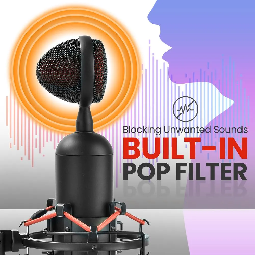 Professional Streaming Usb Microphone - High-Res. Mic With Usb Cable, Tripod Stand And Mic Shock Mount