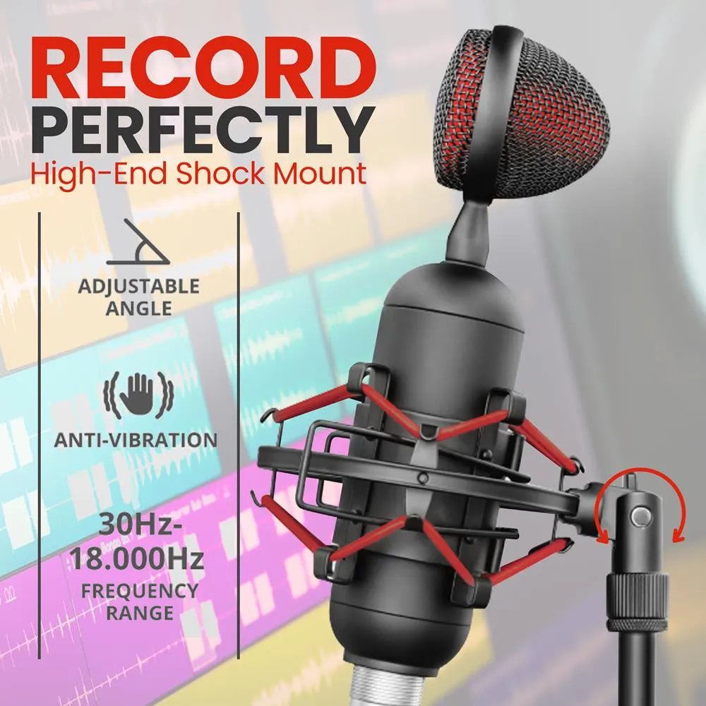Professional Streaming Usb Microphone - High-Res. Mic With Usb Cable, Tripod Stand And Mic Shock Mount