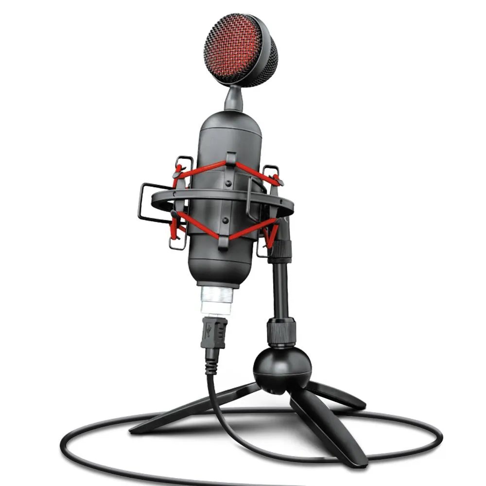 Professional Streaming Usb Microphone - High-Res. Mic With Usb Cable, Tripod Stand And Mic Shock Mount