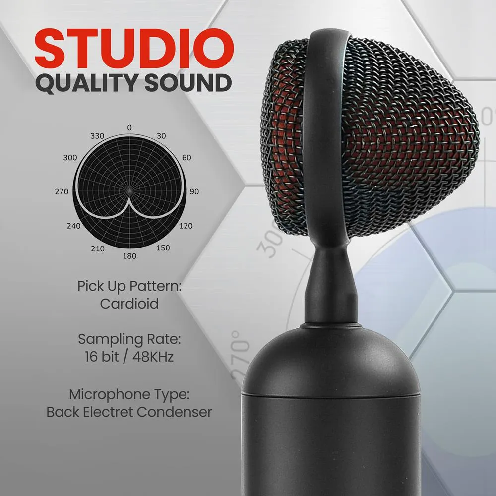 Professional Streaming Usb Microphone - High-Res. Mic With Usb Cable, Tripod Stand And Mic Shock Mount