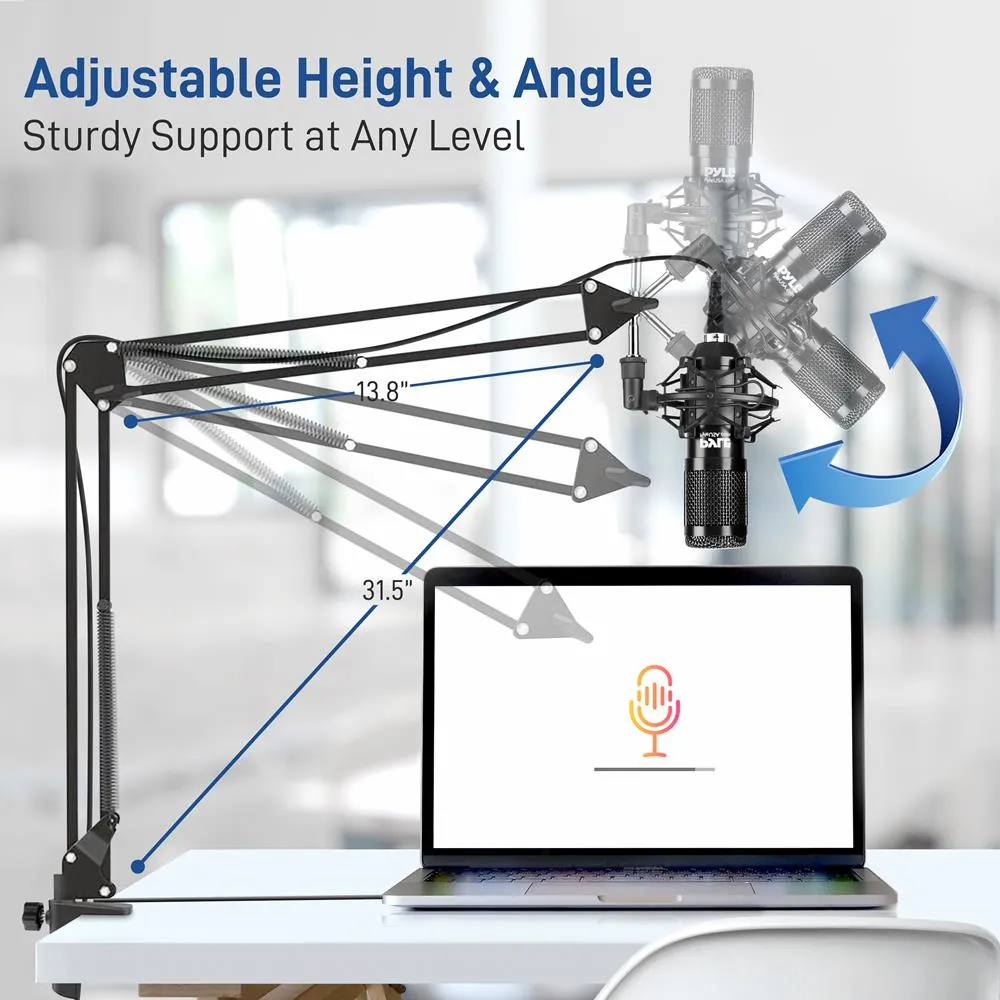Professional Usb Podcast Microphone Kit - High-Res. Mic With Usb Cable, Pop Filter, Mic Stand, Shock Mount