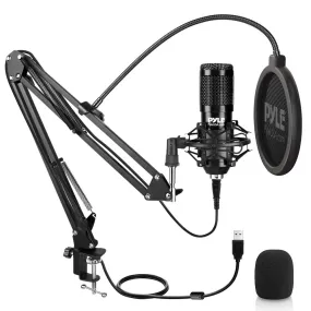 Professional Usb Podcast Microphone Kit - High-Res. Mic With Usb Cable, Pop Filter, Mic Stand, Shock Mount