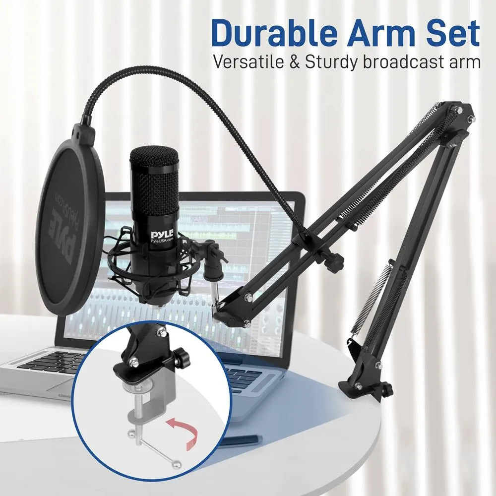Professional Usb Podcast Microphone Kit - High-Res. Mic With Usb Cable, Pop Filter, Mic Stand, Shock Mount