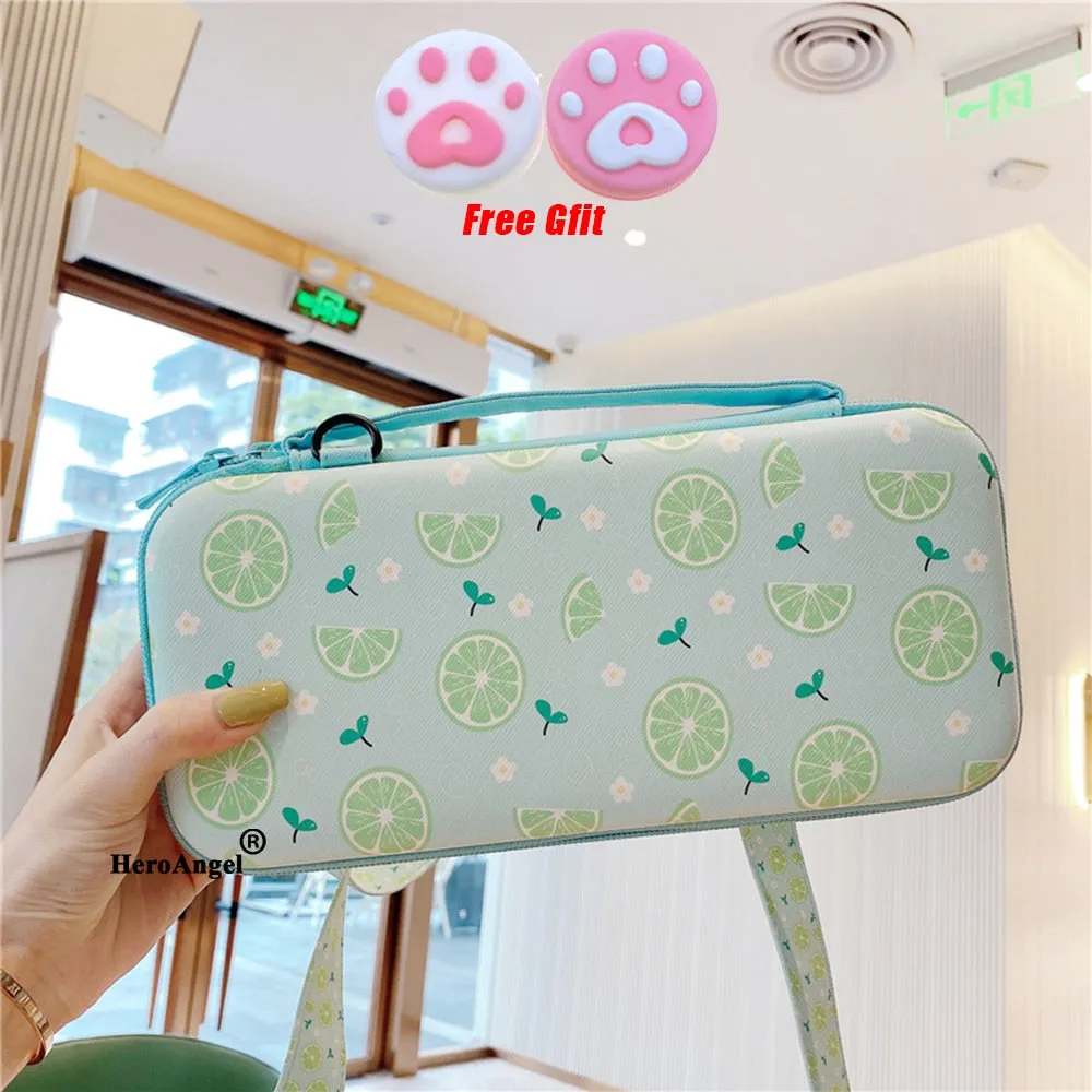 Realaiot 12cm*26cm*5cm Fruits Portable Shoulder Strap Lanyard Travel Storage Bag For Nintendo Switch Game Console Box Shell Cover Case