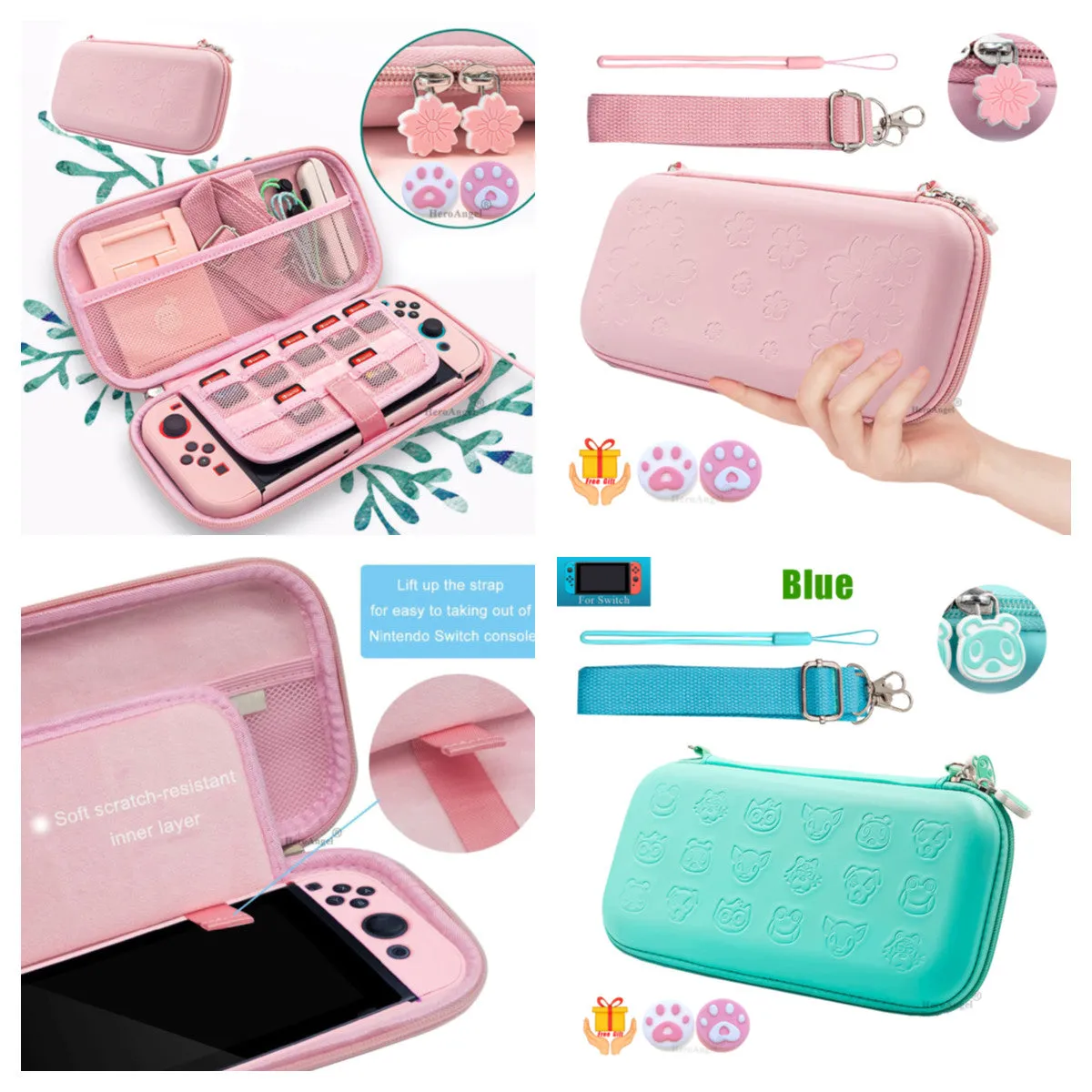 Realaiot 12cm*26cm*5cm Fruits Portable Shoulder Strap Lanyard Travel Storage Bag For Nintendo Switch Game Console Box Shell Cover Case