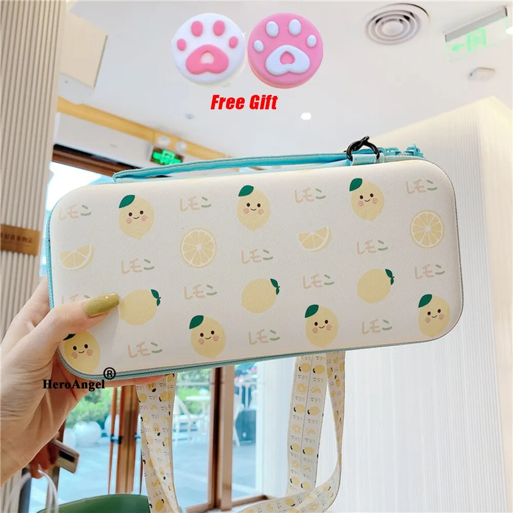 Realaiot 12cm*26cm*5cm Fruits Portable Shoulder Strap Lanyard Travel Storage Bag For Nintendo Switch Game Console Box Shell Cover Case