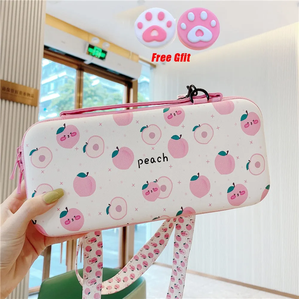 Realaiot 12cm*26cm*5cm Fruits Portable Shoulder Strap Lanyard Travel Storage Bag For Nintendo Switch Game Console Box Shell Cover Case