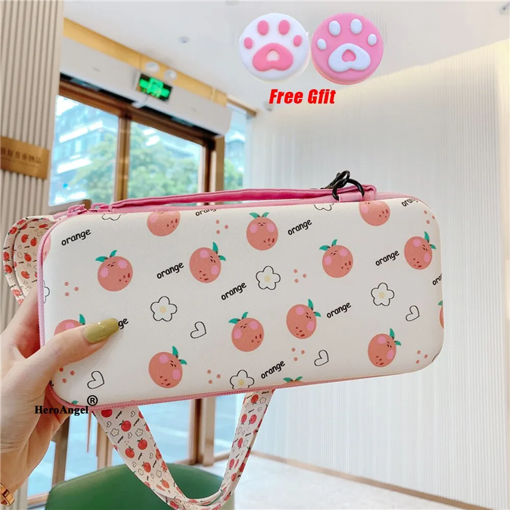Realaiot 12cm*26cm*5cm Fruits Portable Shoulder Strap Lanyard Travel Storage Bag For Nintendo Switch Game Console Box Shell Cover Case