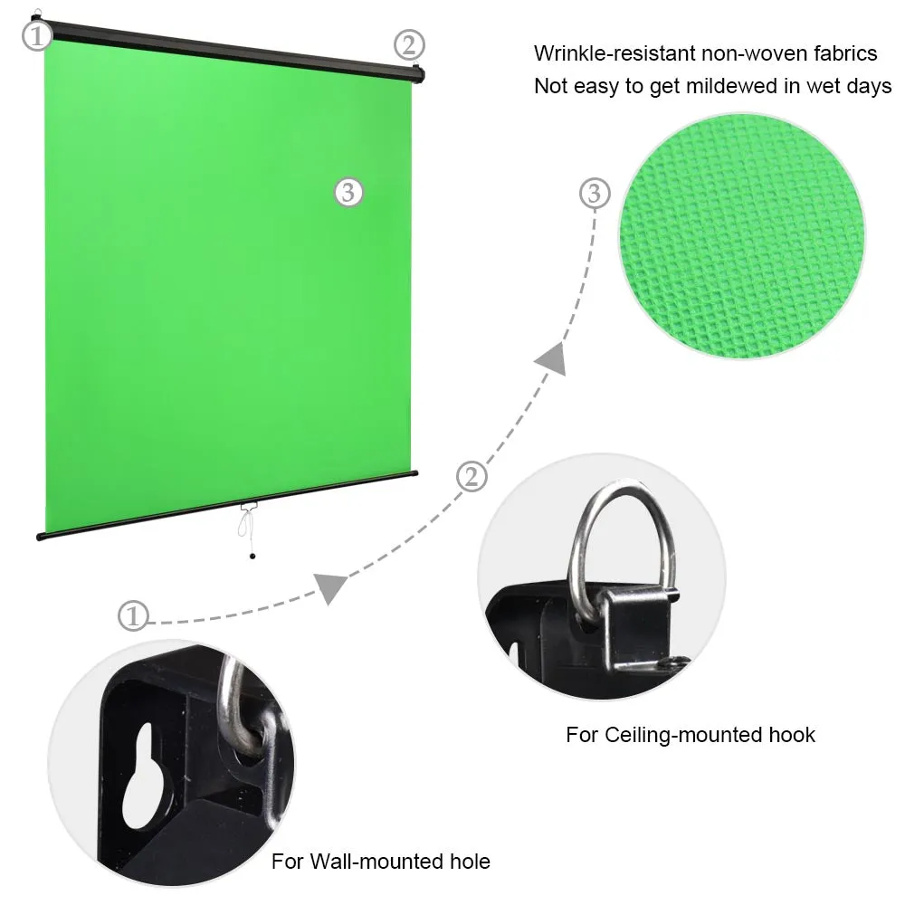 Retractable Green Screen Backdrop Chromakey Panel 7x6ft