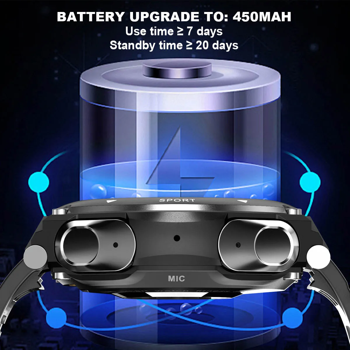 Smart Watch with TWS Earphones, Bluetooth Call, Waterproof, Heart Rate, and Blood Pressure Monitoring