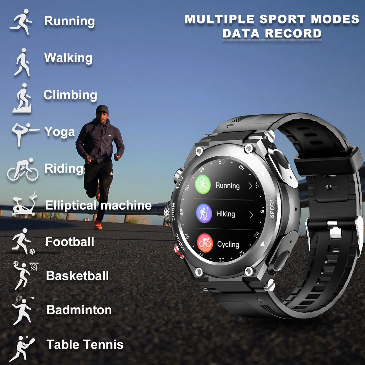 Smart Watch with TWS Earphones, Bluetooth Call, Waterproof, Heart Rate, and Blood Pressure Monitoring