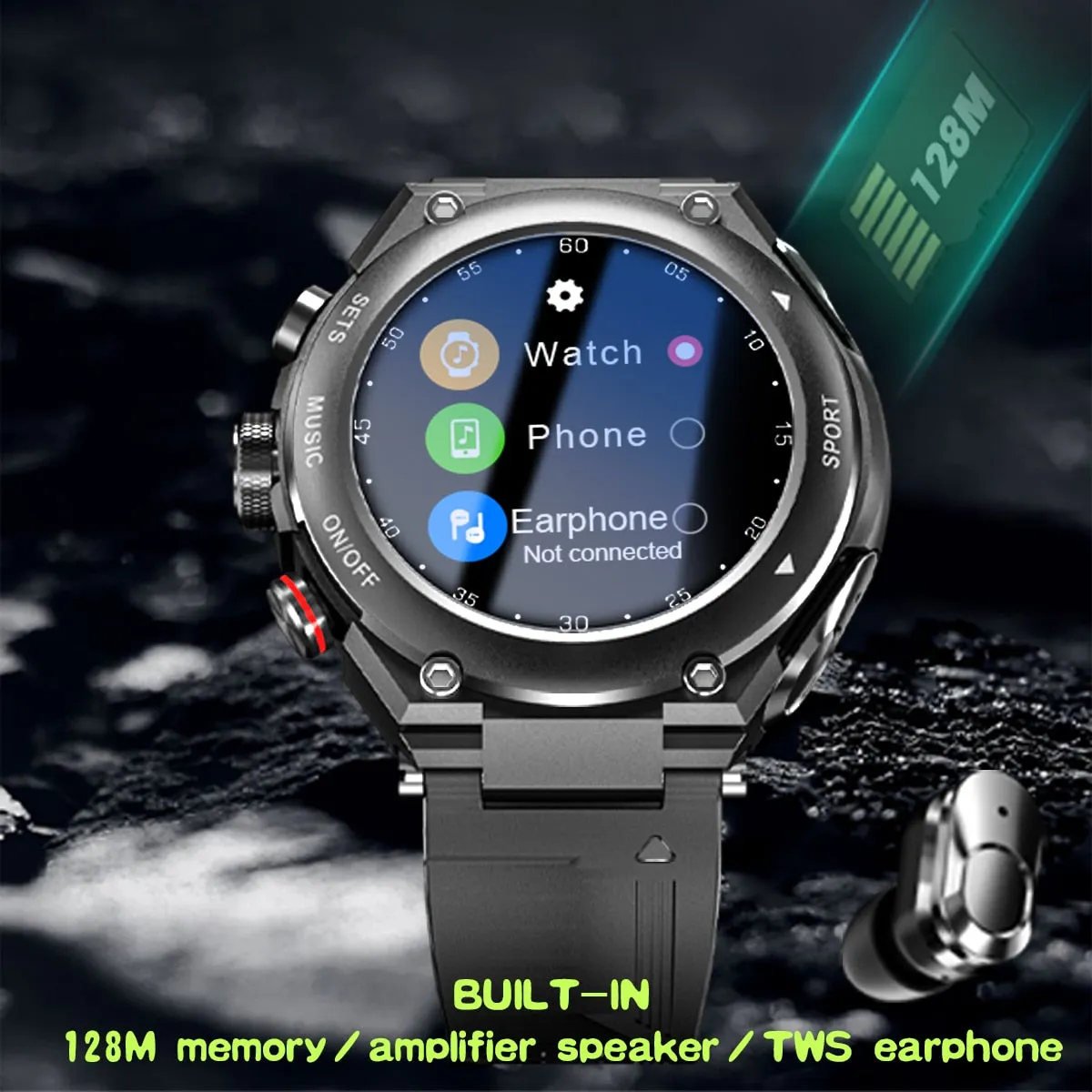 Smart Watch with TWS Earphones, Bluetooth Call, Waterproof, Heart Rate, and Blood Pressure Monitoring