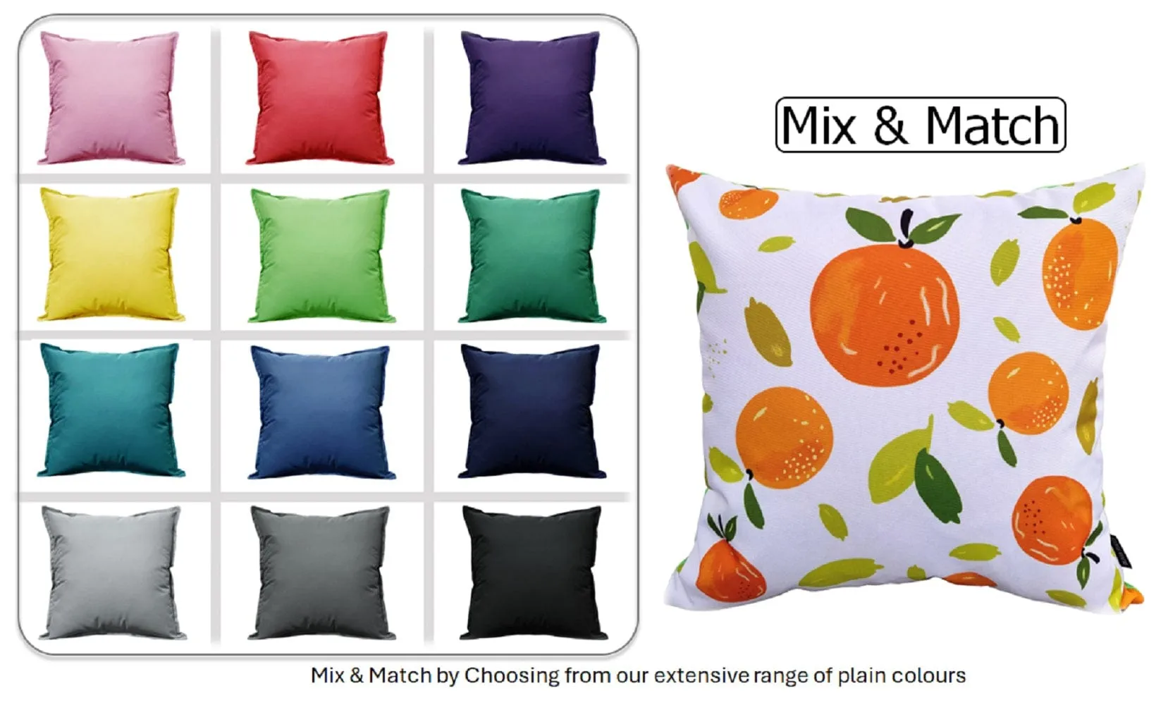 Summer Fruit Design Waterproof Outdoor Cushions for Patio Garden Bench Sofa Bed Durable Polyester Filled Comfort by OLIVIA ROCCO
