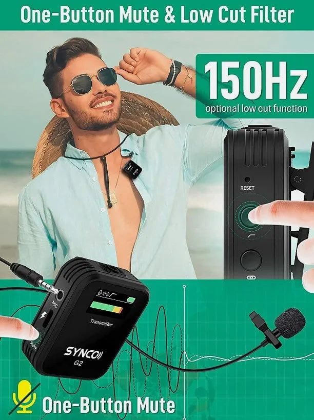 SYNCO G2 Lavalier 2.4Ghz microphone system 230' encrypted transmitter/receiver. (Special Order Item, allow 1 week for delivery)