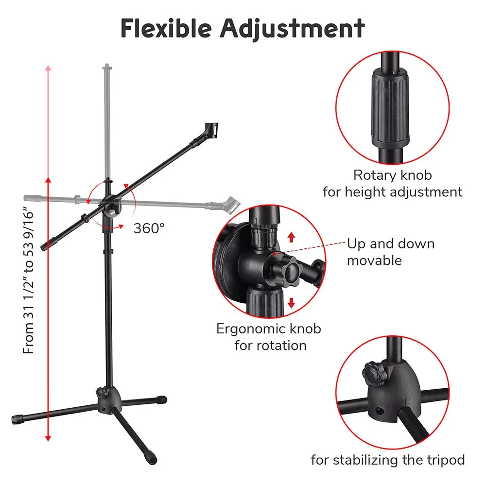 TheLAShop Mic Stand Boom Arm Adjustable Height 2'8" to 5'11"