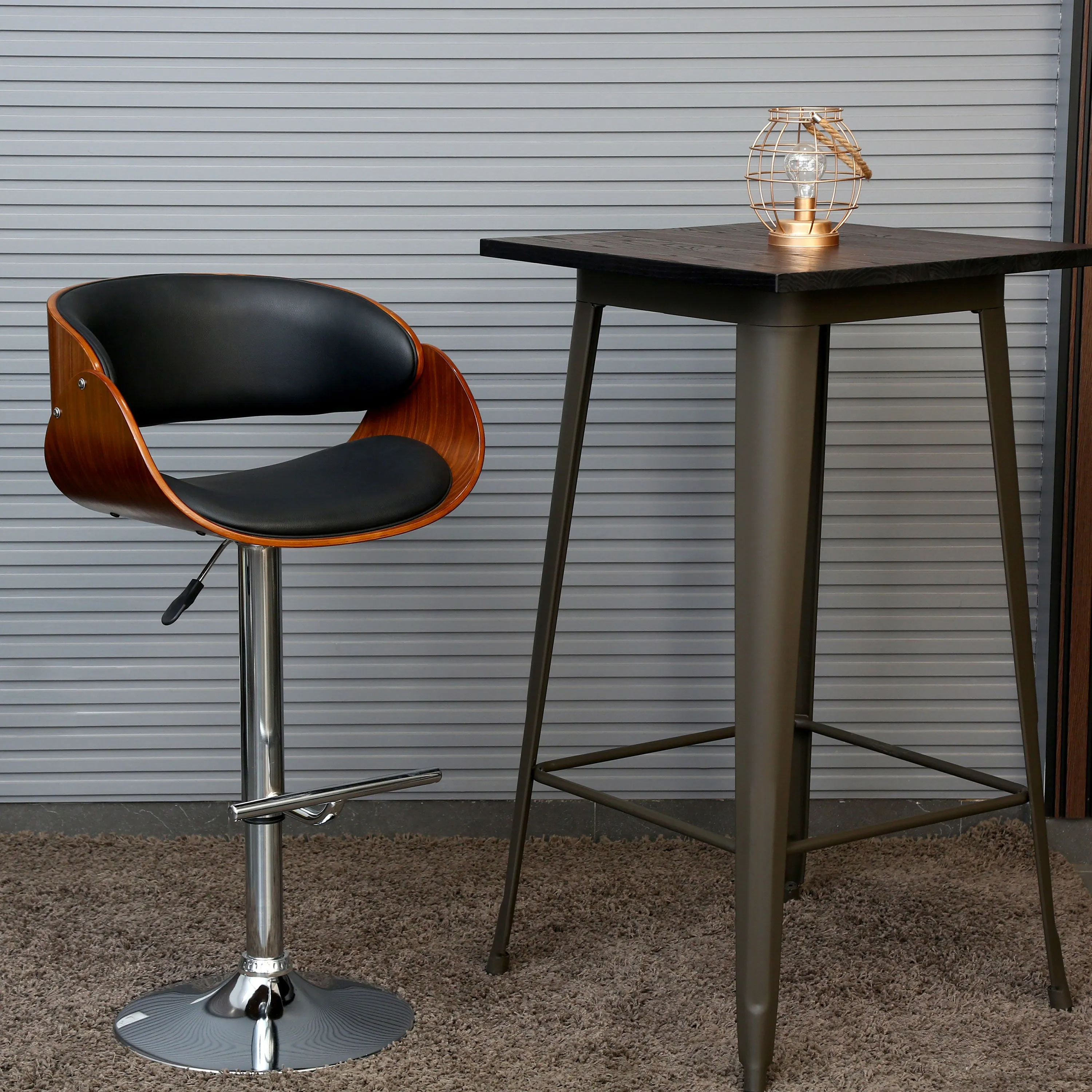 Thor Barstool With Adjustable Height Swivel And Leather Seat With Backrest.