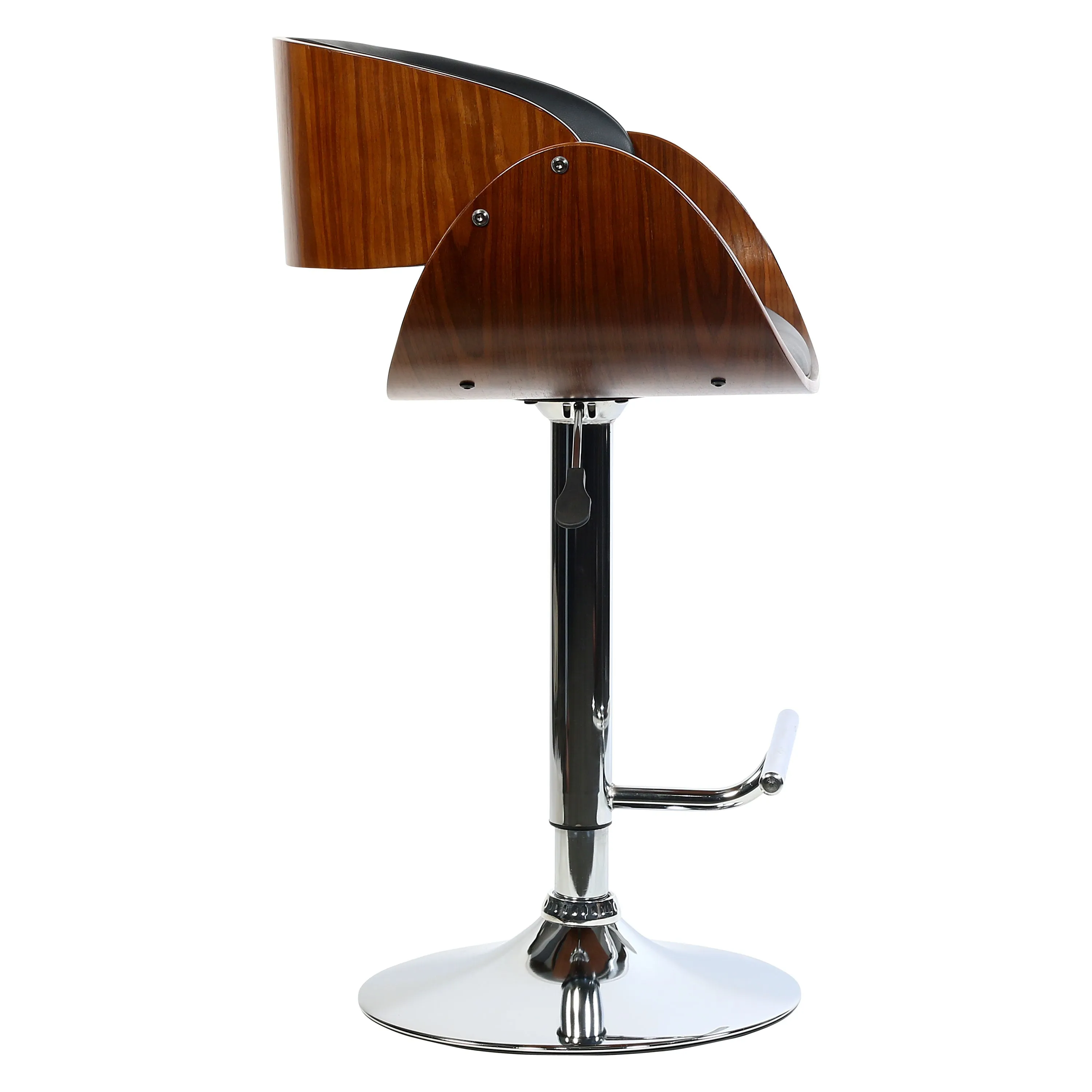 Thor Barstool With Adjustable Height Swivel And Leather Seat With Backrest.