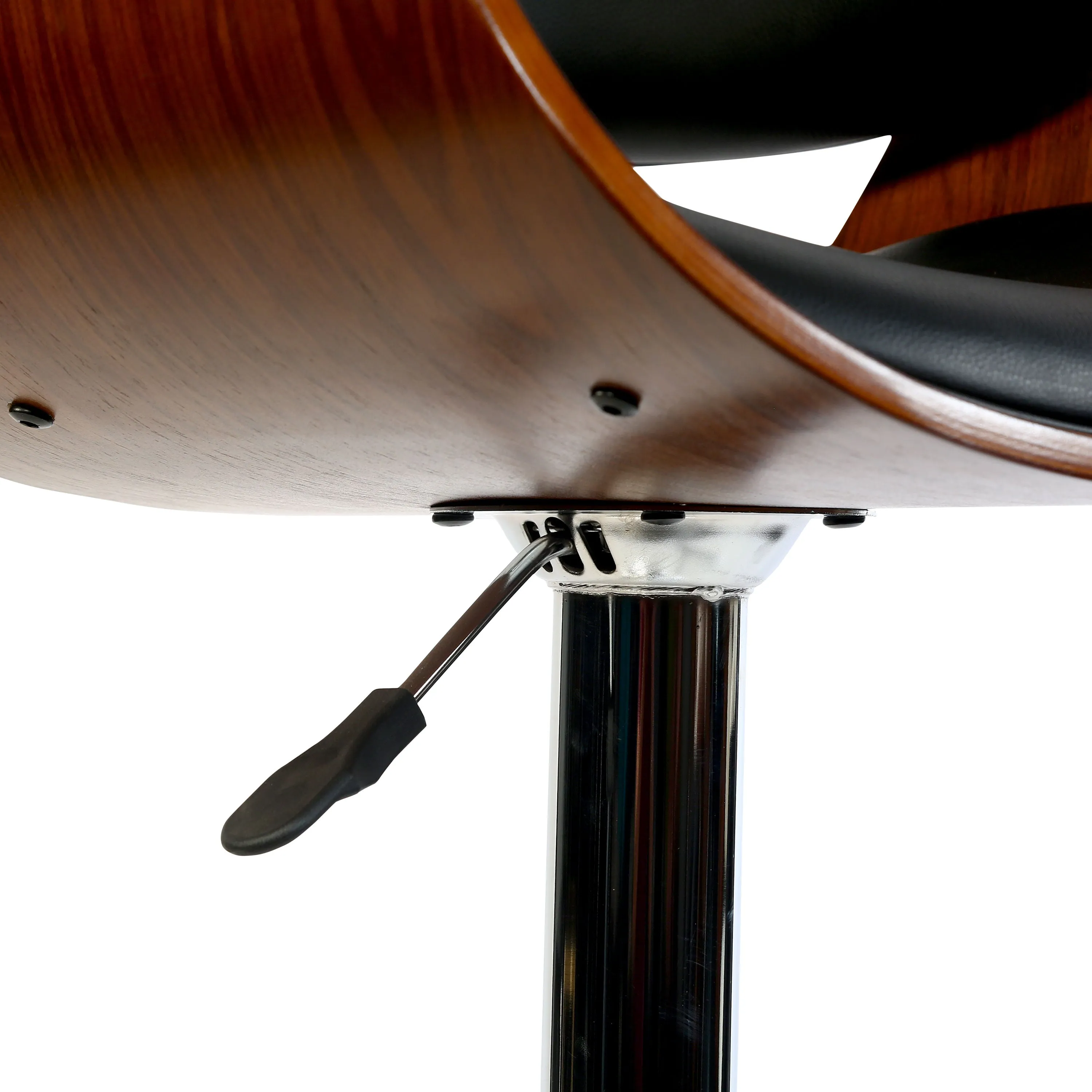 Thor Barstool With Adjustable Height Swivel And Leather Seat With Backrest.