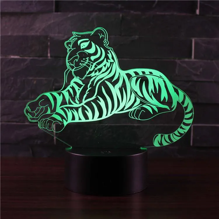 Tiger 3d Night Light 7 Color Changing Remote Touch Switt Usb Table Lampara Lampe 3D Visual Light For Kid's Toy Gift