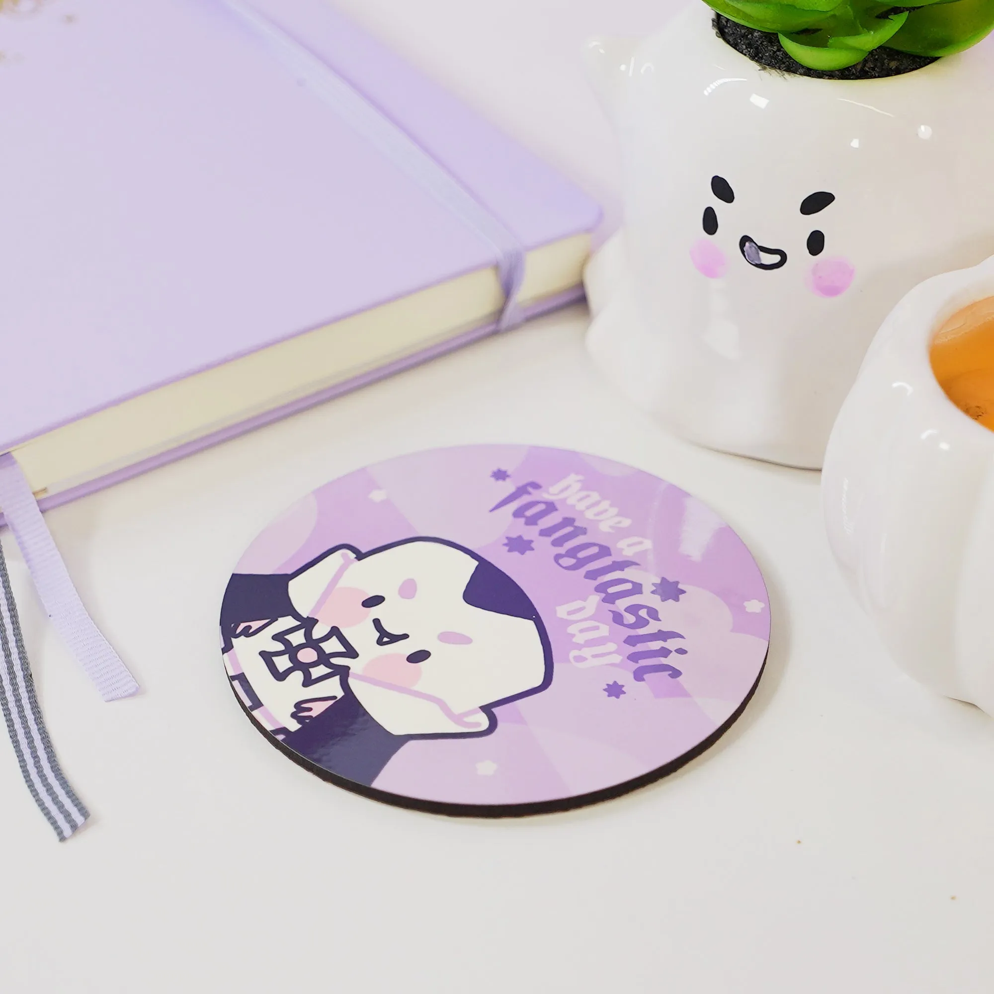 Vampire Marshie Coaster | Have a Fangtastic Day Quote | Spooky Cute Gothic Halloween Desk Decor