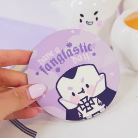 Vampire Marshie Coaster | Have a Fangtastic Day Quote | Spooky Cute Gothic Halloween Desk Decor