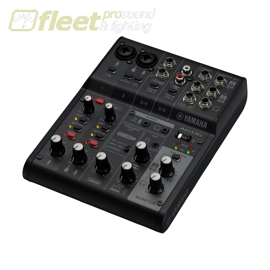 YAMAHA 6-CHANNEL LIVE STREAMING MIXER WITH USB AUDIO INTERFACE - BLACK AG06MKII B