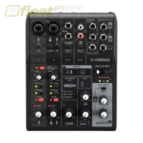 YAMAHA 6-CHANNEL LIVE STREAMING MIXER WITH USB AUDIO INTERFACE - BLACK AG06MKII B